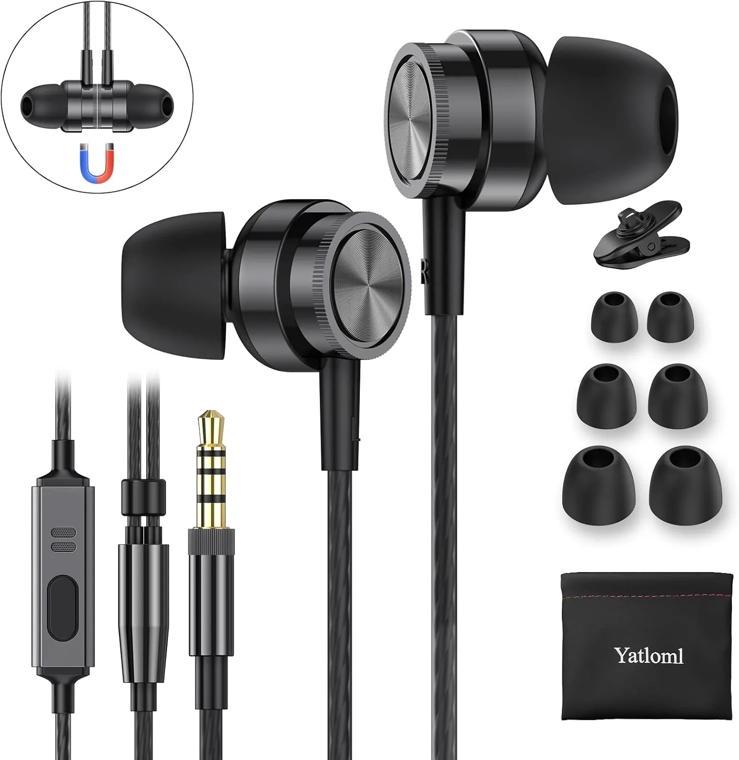 Wired Earbuds with Microphone, in Ear Headphones with Heavy Bass &Noise Isolation, High Sound Quality in-Ear Earphones Compatible with Samsung, Tablet, Laptop,MP3, Android Phones and All 3.5mm Jack
