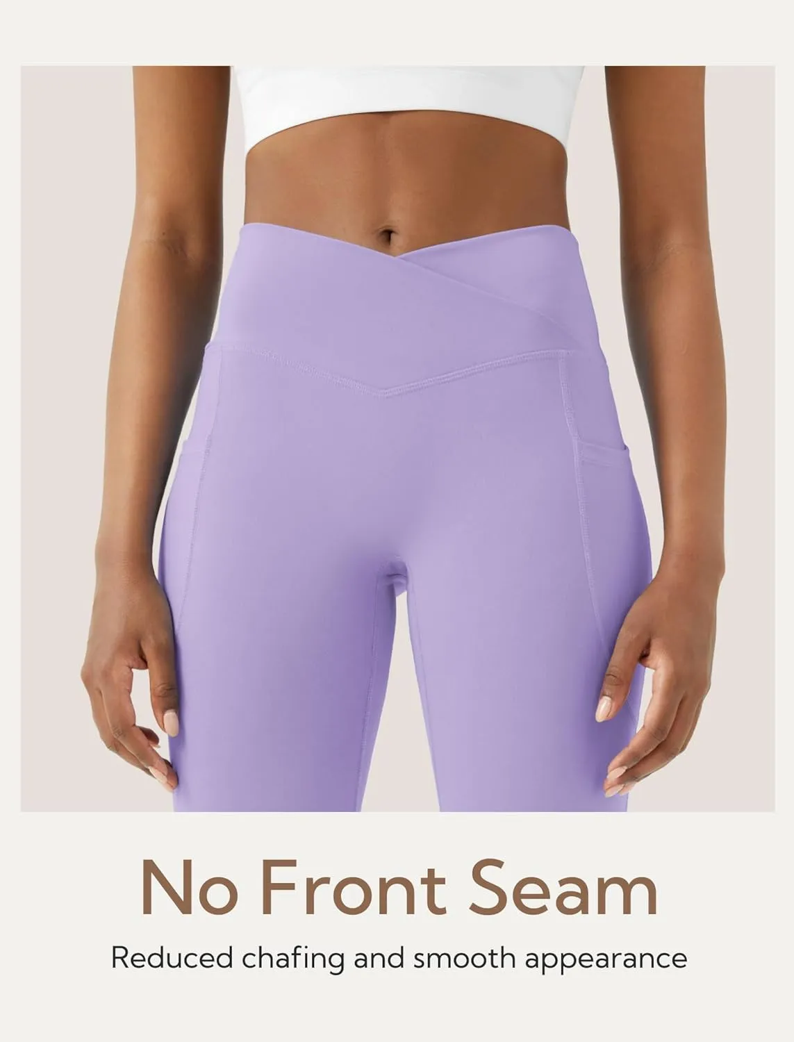 Womens Flare Yoga Pants with Pockets Crossover Flared Leggings Bootcut Bell Bottom No Front Seam
