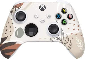 ZOOMHITSKINS Controller Skin Compatible with X1 Series S and X1 Series X, Vinyl Sticker Technology, Boho Vintage Botanical Flowers Leaves Beige, Durable, Bubble-free, 1 Skin, Precisely Cut